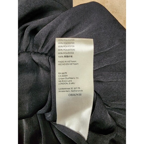 Free People L Black Off Shoulder Balloon Sleeve 100% Polyester Blouse - Picture 4 of 6